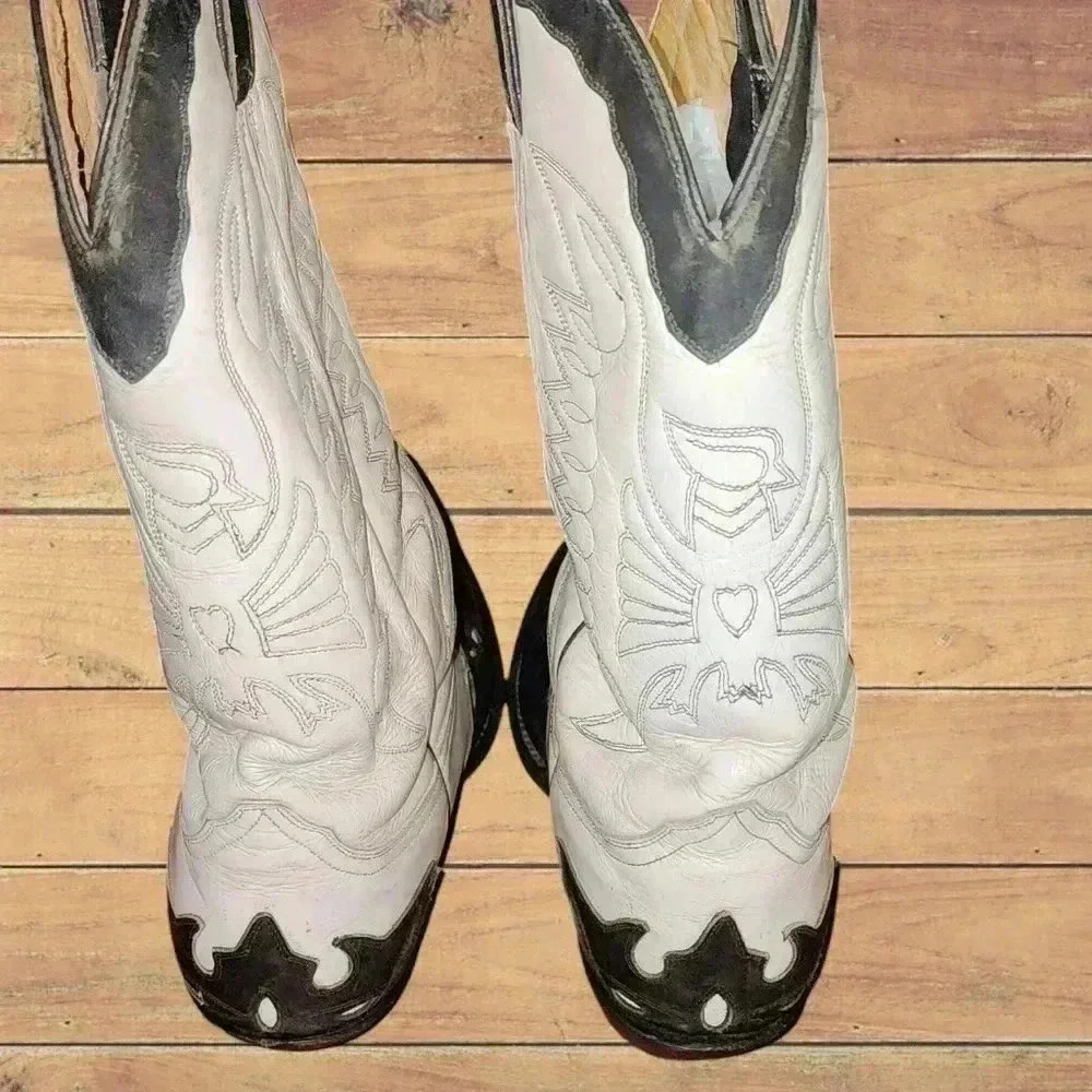 Mens Rio Grande Vintage Black and white cowboy boots.  Size 28 - Picture 3 of 7